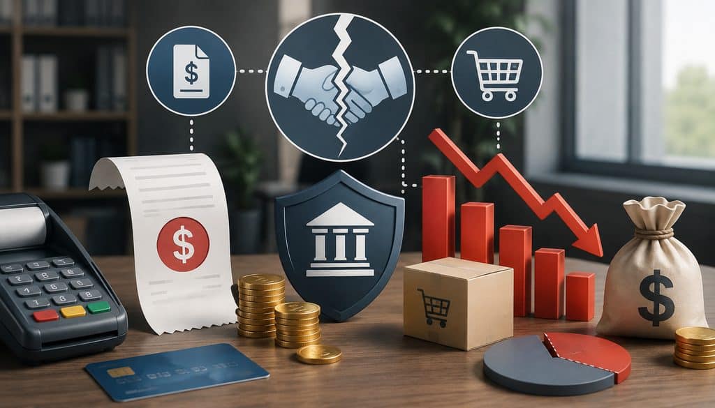 Chargeback fees, lost revenue, and declining gross profit illustration